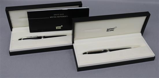 Two Mont Blanc biros, cased